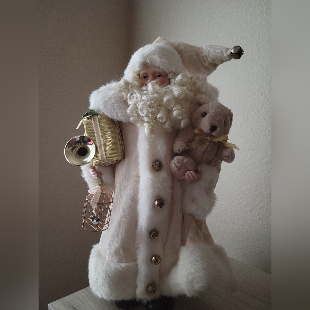 Bombay Company Santa tablescape decor white theme